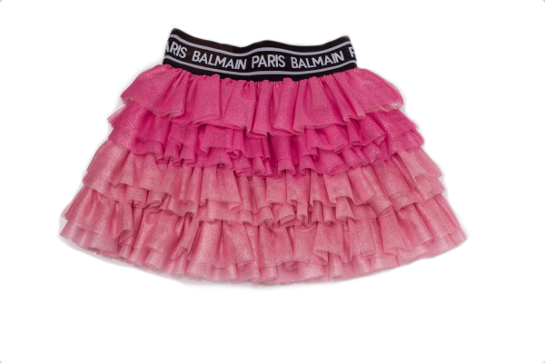 Balmain - Gonna con tule rosa e fucsia bimba