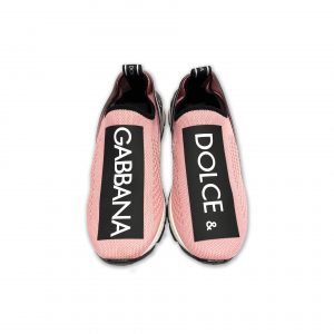 D&G - Sneakers rosa con fascia nera logata bimba