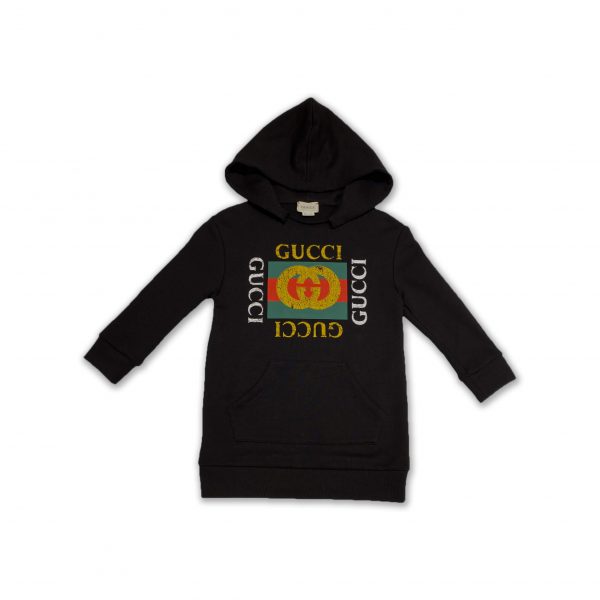 Gucci - Felpa con cappuccio nera bimba