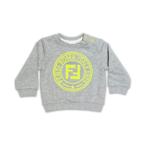 Fendi - Felpa bianca con stampa logo fluo