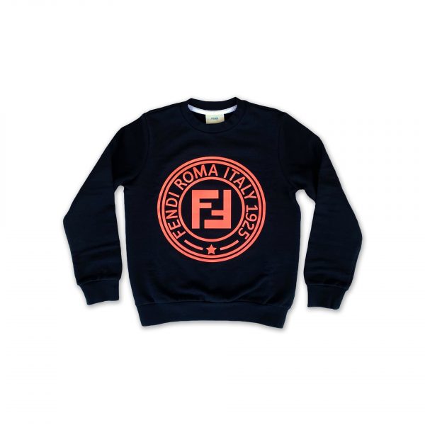 Fendi - Felpa nera con stampa logo bimba