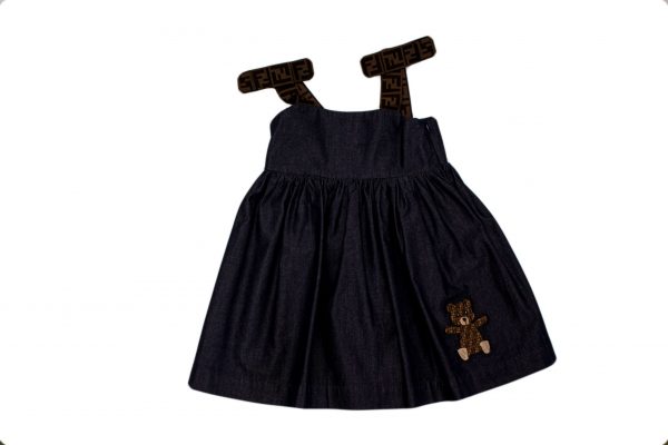 Fendi - Abito nero con ricamo teddy bear per neonata