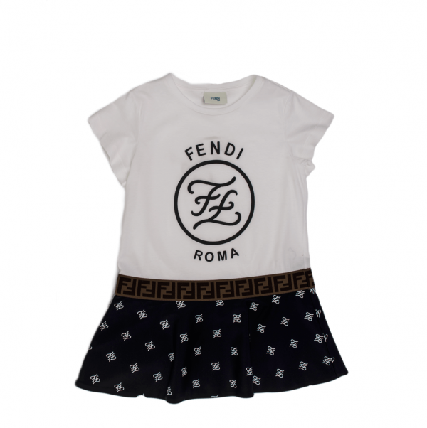 Fendi - Abito bianco/nero bimba