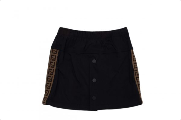 Fendi - Gonna neri con bottoni e logo laterale bimba