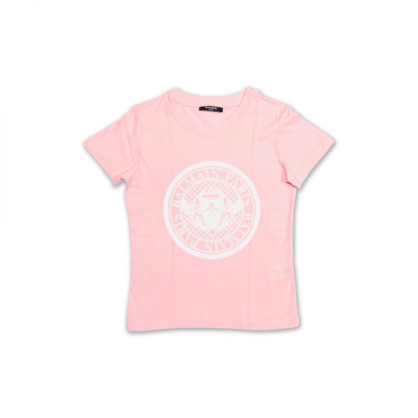 Balmain - T-shirt rosa con logo bimbi