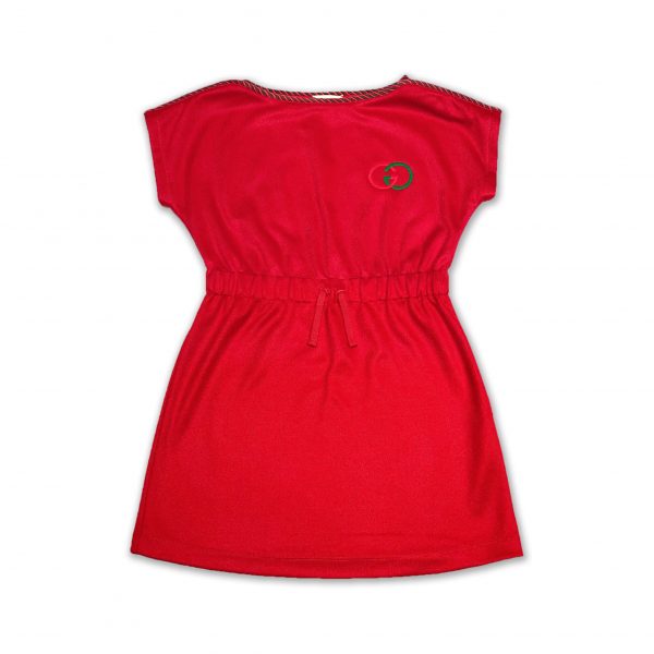 Gucci - Abito con coulisse rosso bimba