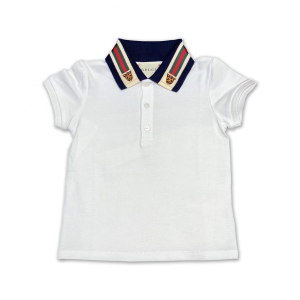 Gucci - Polo bianca colletto logato per neonato