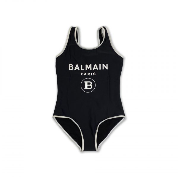 Balmain - Costume intero nero con logo bimba