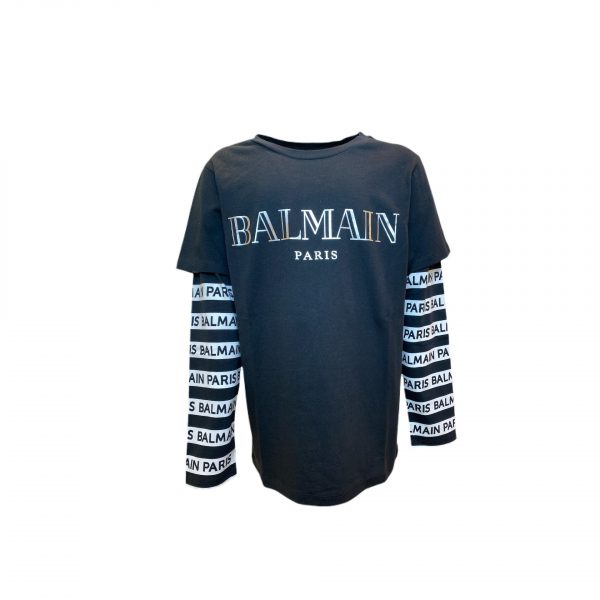 Balmain - T-shirt a doppia manica bimbo