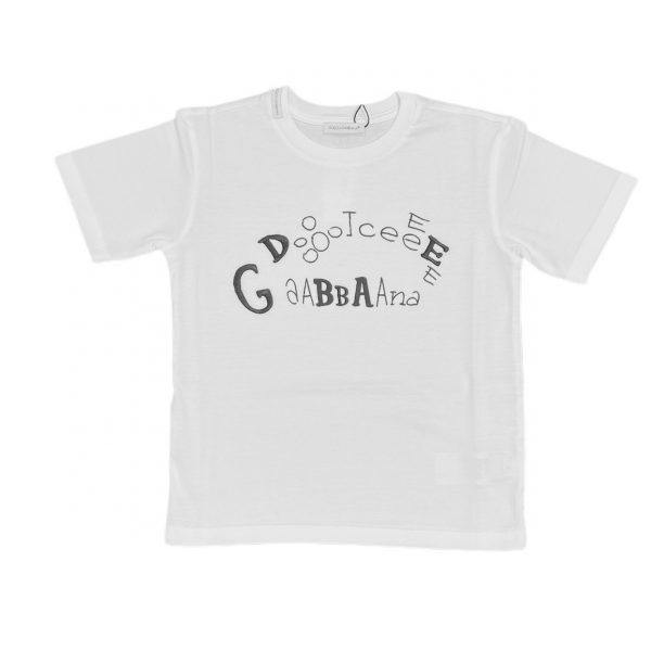 D&G - T-Shirt bianca con scritte bimba