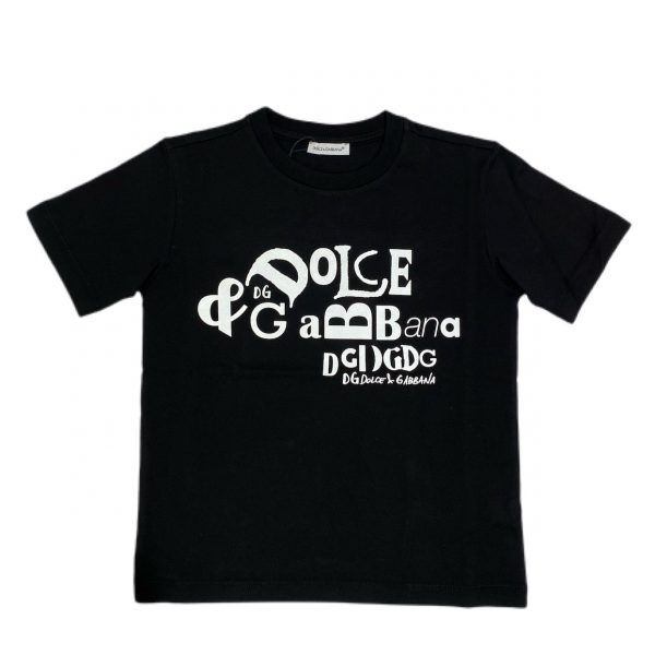 D&G -T-shirt nera con scritte stampate bimbo