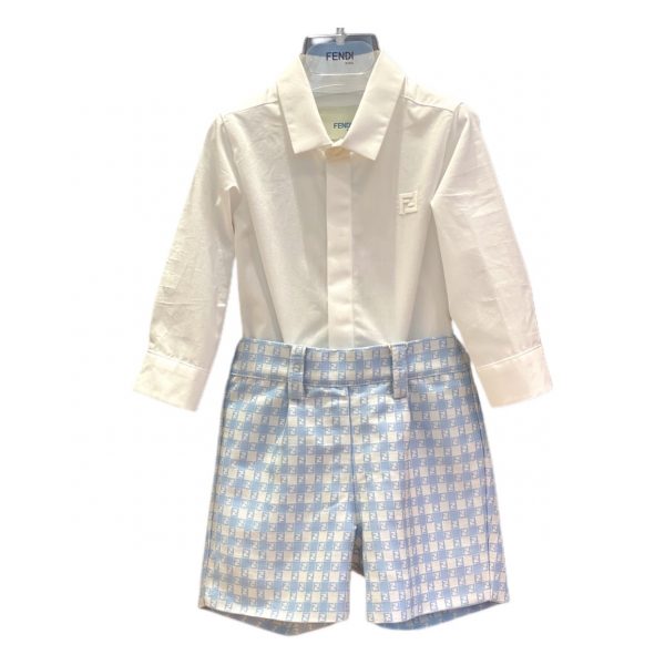 Fendi - Tutina a camicia con  bermuda per neonato