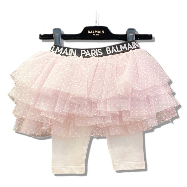 GONNA ELASTICO LOGO CON TULLE PIU LEGGINS