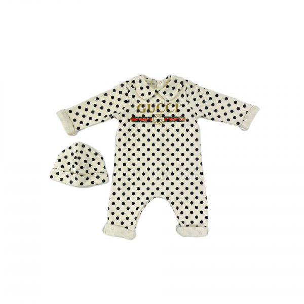 Gucci - completino tutina e cappello pois per neonata
