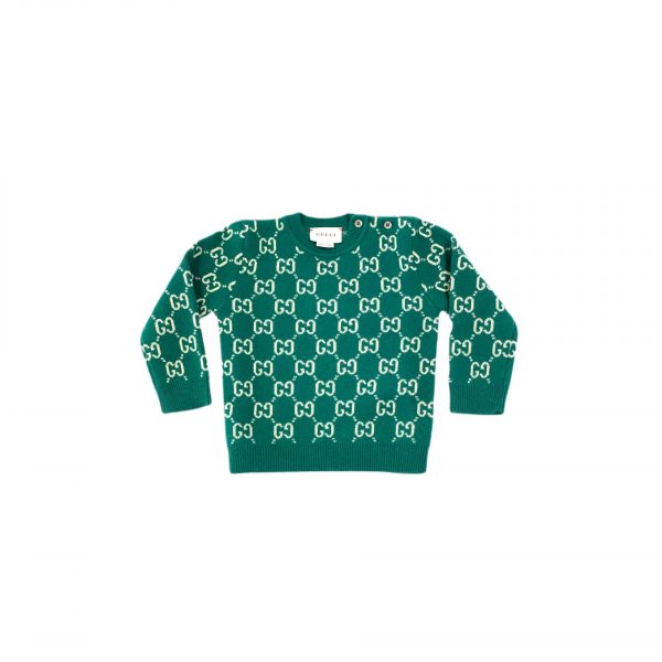 Gucci - Tricot girocollo verde per neonato
