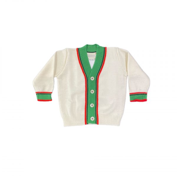Gucci - Cardican panna e verde per neonato