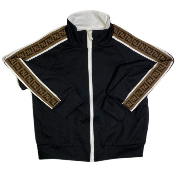 Fendi - Felpa nera con zip e logo sulle maniche bimbi