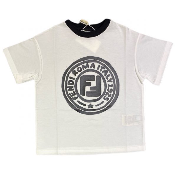 Fendi - T-shirt Fendy Italy bianca con stampa bimba