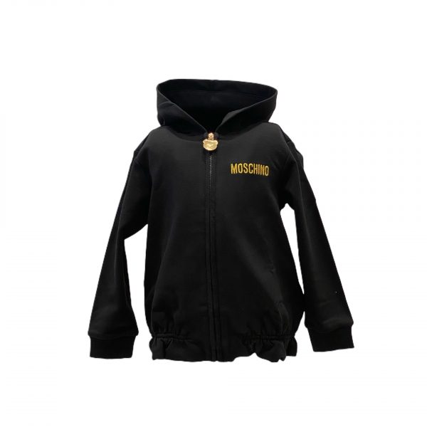 Moschino - Felpa nera con zip teddy per neonata