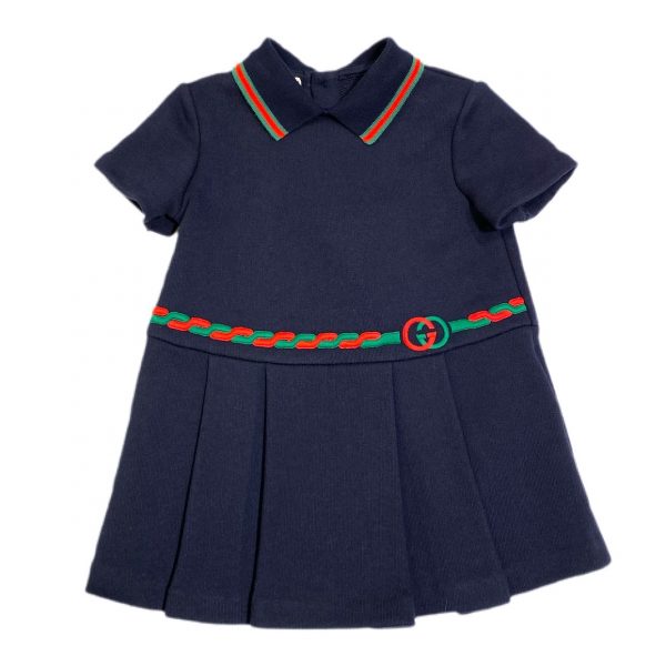 Gucci - Abito con colletto blu per neonata