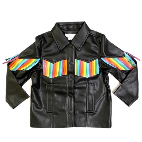 Stella McCartney - Giacca in nappa con frange multicolor bimba