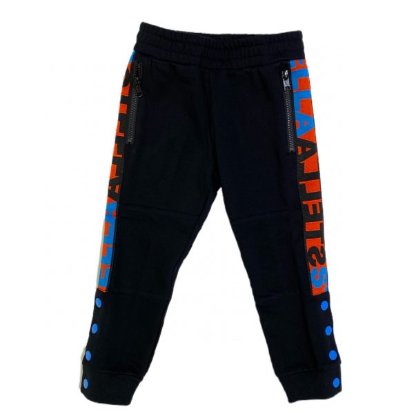 Stella McCartney - Pantalone in felpa nero con banda laterale rossa e blu bimbi