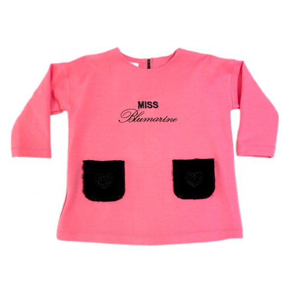 Miss Bluemarine -Abito bambina con tasche a cuore in pellicci per neonata