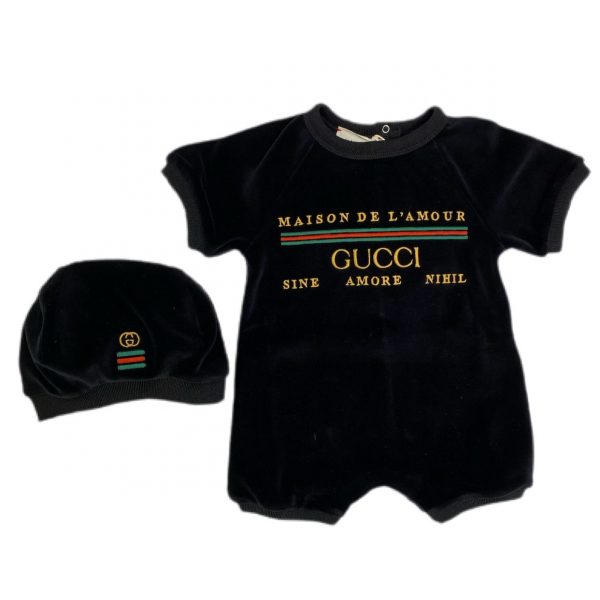 Gucci - kit baby tutina e cappello in ciniglia per neonato