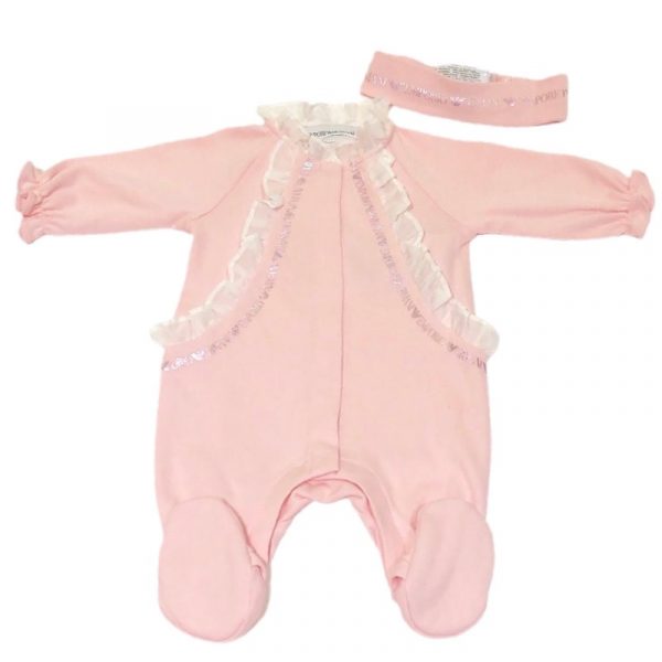 Giorgio Armani - Tutina rosa con fascia per neonata