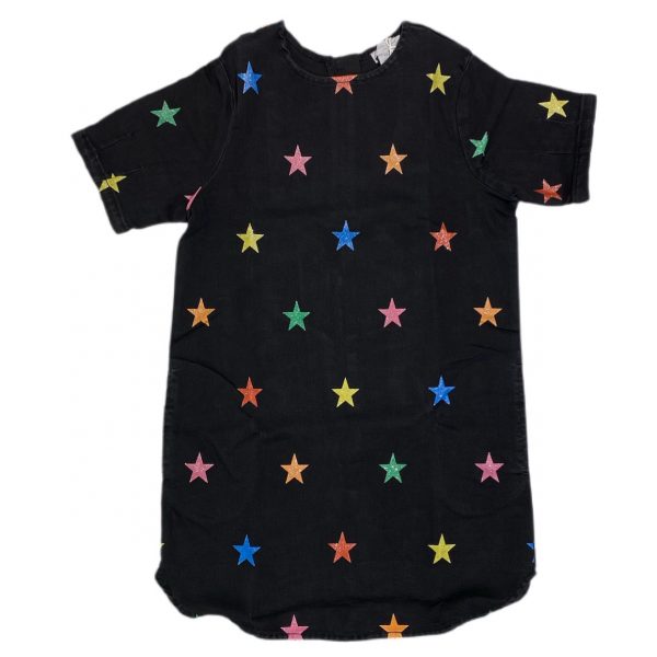 ABITO IN JEANS MANICA CORTA CON STELLE GLITTER
