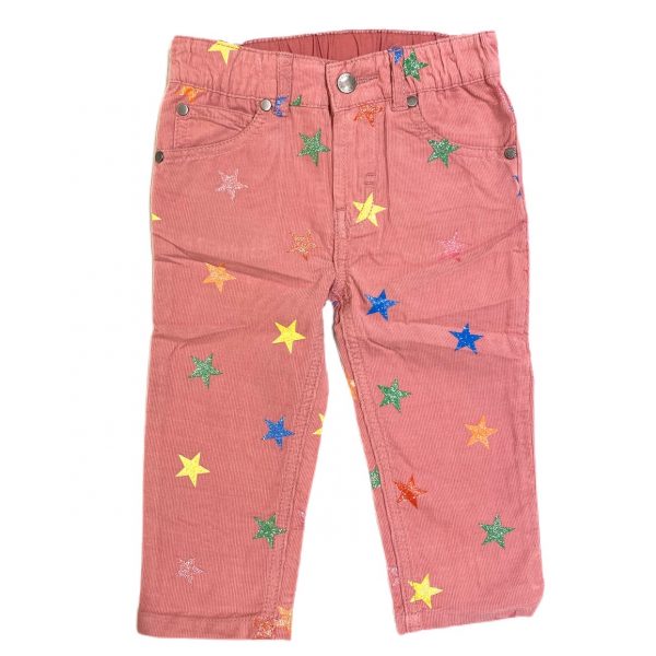 Stella McCartney - Pantalone rosa in velluto con stelle per neonata