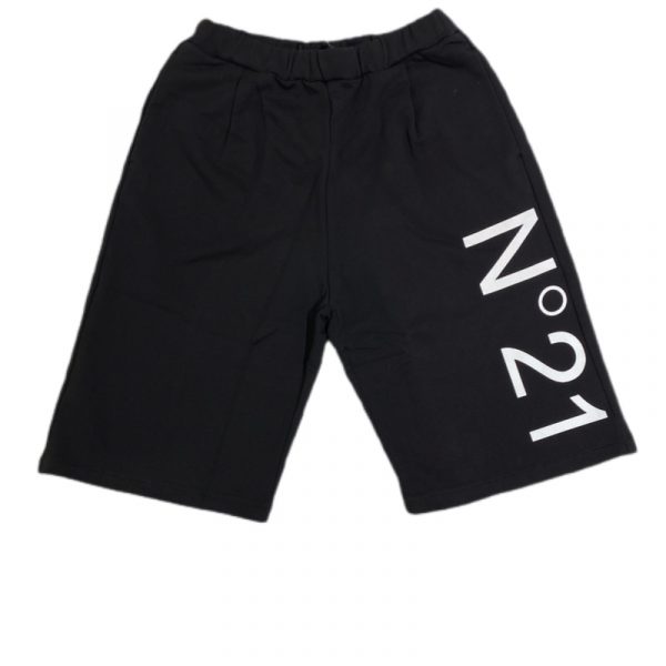 N 21 - Bermuda in cotone garzato neri bimbi