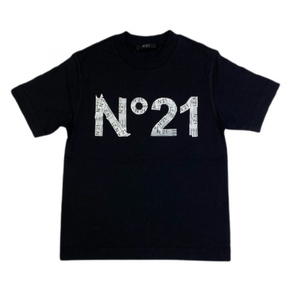 N21 - T-shirt in cotone nera bimbi