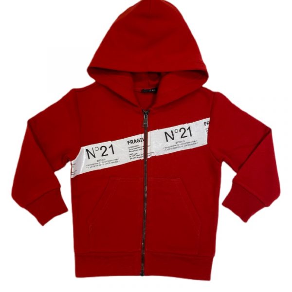 N21 - Felpa con cappuccio rossa bimbi