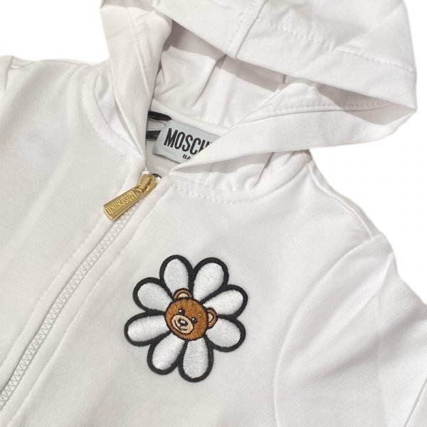Moschino - Felpa in cotone bianca per neonata