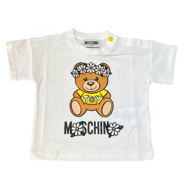 Moschino - T-shirt in cotone bianca per neonata