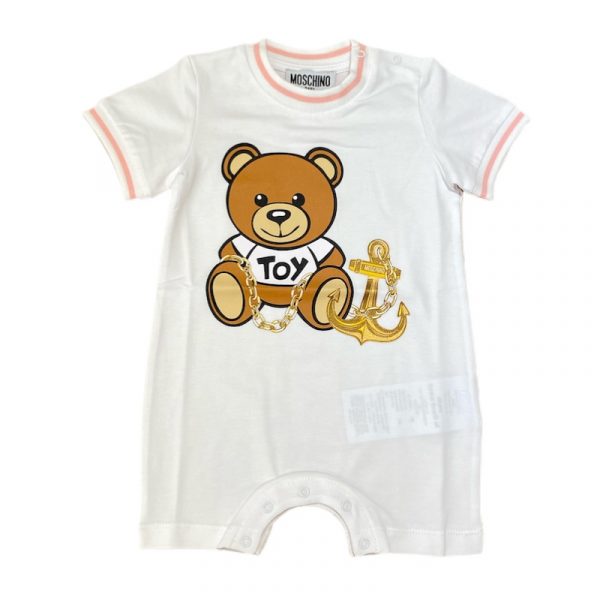 Moschino - Pagliaccetto in cotone bianco per neonata