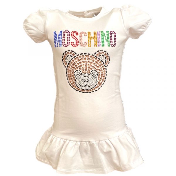 Moschino - Abito in felpa bianco per neonata