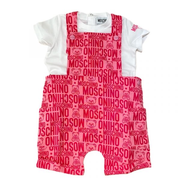 Moschino - Salopette in felpa fucsia per neonata