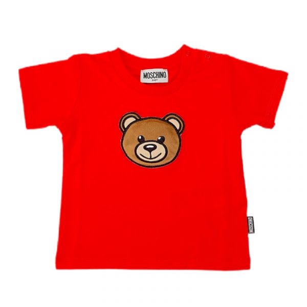 Moschino - T-shirt in cotone rossa per neonato