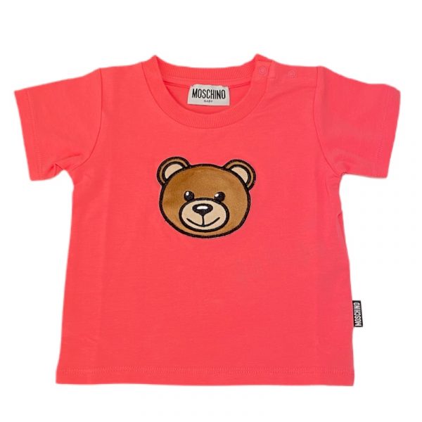 Moschino - T-shirt in cotone fucsia per neonata