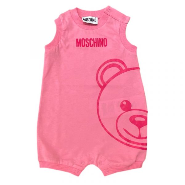 Moschino - Pagliaccetto in cotone rosa per neonata