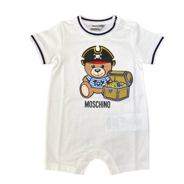 Moschino - Pagliaccetto in cotone bianco per neonato