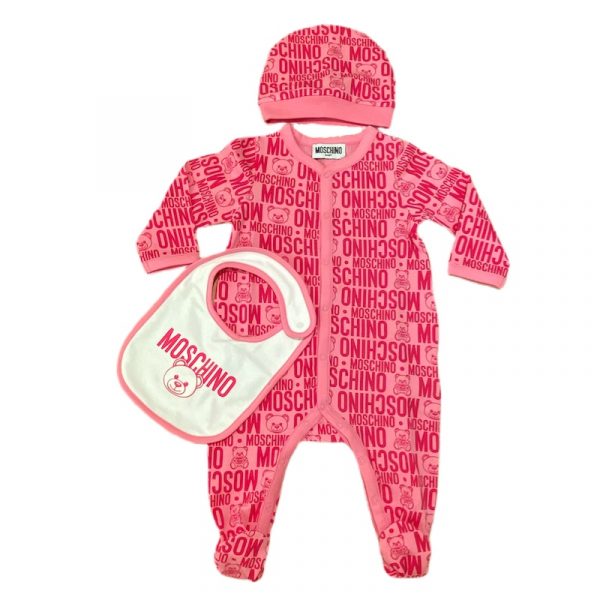 Moschino - Kit regalo in cotone rosa per neonata