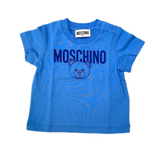 Moschino - T-shirt in cotone azzurra per neonato