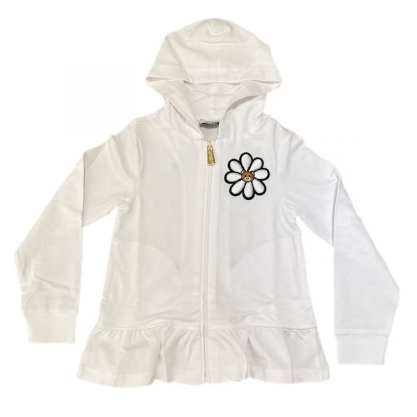 Moschino - Felpa con cappuccio bianca bimba