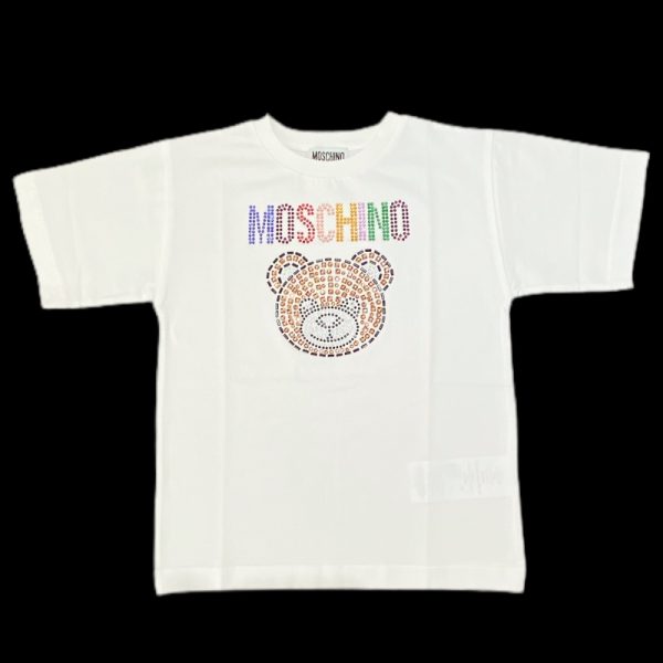 Moschino - T-shirt in cotone bianca bimba