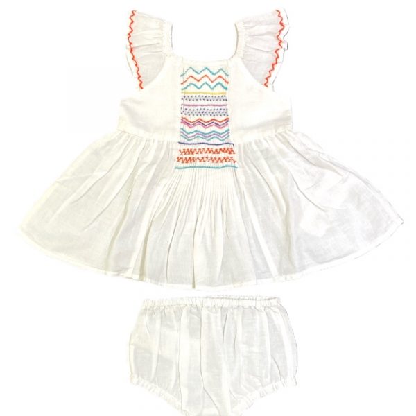 Stella McCartney - Abito in cotone bianco per neonata
