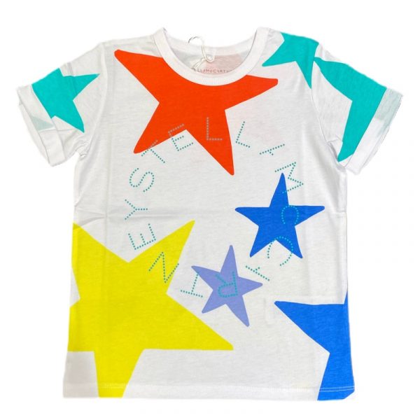Stella McCartney-T-shirt in cotone bianca bimba