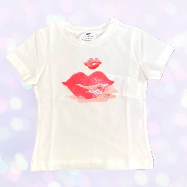 Elisabetta Franchi - T-shirt in cotone bianca per neonata